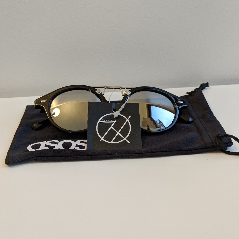 7x Round Sunglasses With Silver Mirror Lens